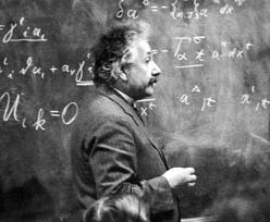 Einstein geeft college aan de universiteit
